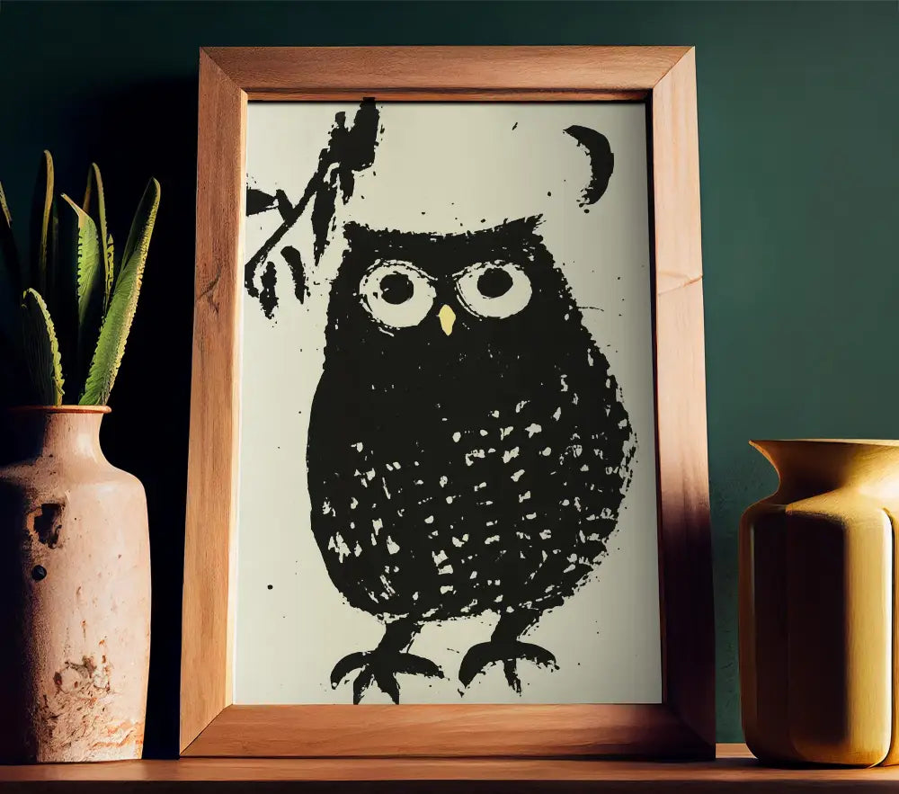 The Owl And The Crescent Moon Poster No Frame 5x7 by My Store