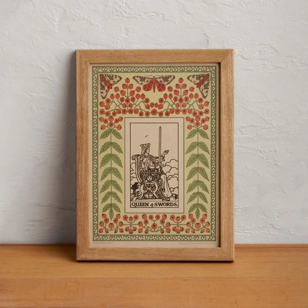 The Queen Of Swords Tarot Poster Vintage Shabby Chic Premium Archival Smooth Matte 230gsm by DesignBohemian