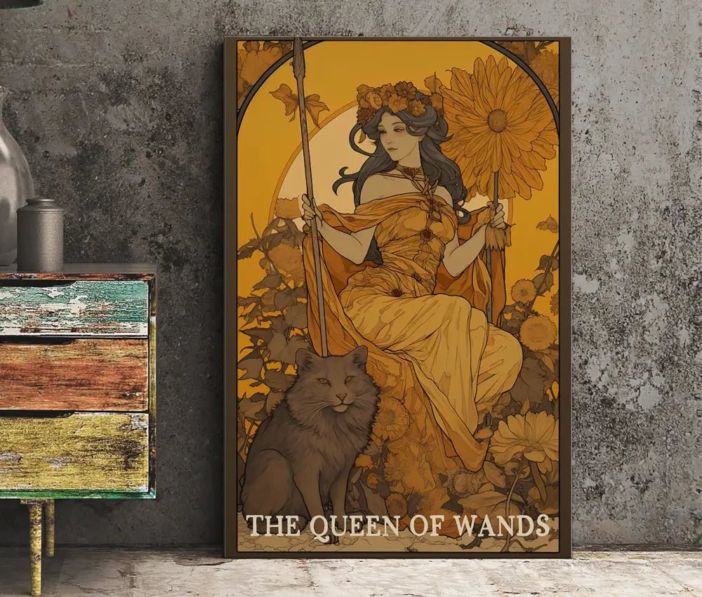 The Queen Of Wands Tarot Card Print No Frame Poster by My Store