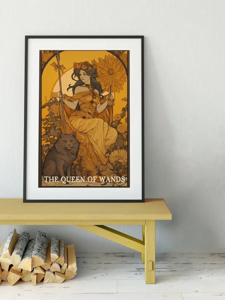 The Queen Of Wands Tarot Card Print No Frame Poster by My Store