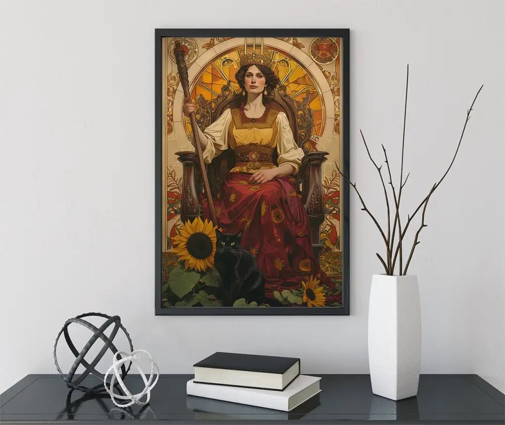 The Queen Of Wands Tarot Card Print No Frame Poster Unframed Wall Art For Tarot Fans by My Store