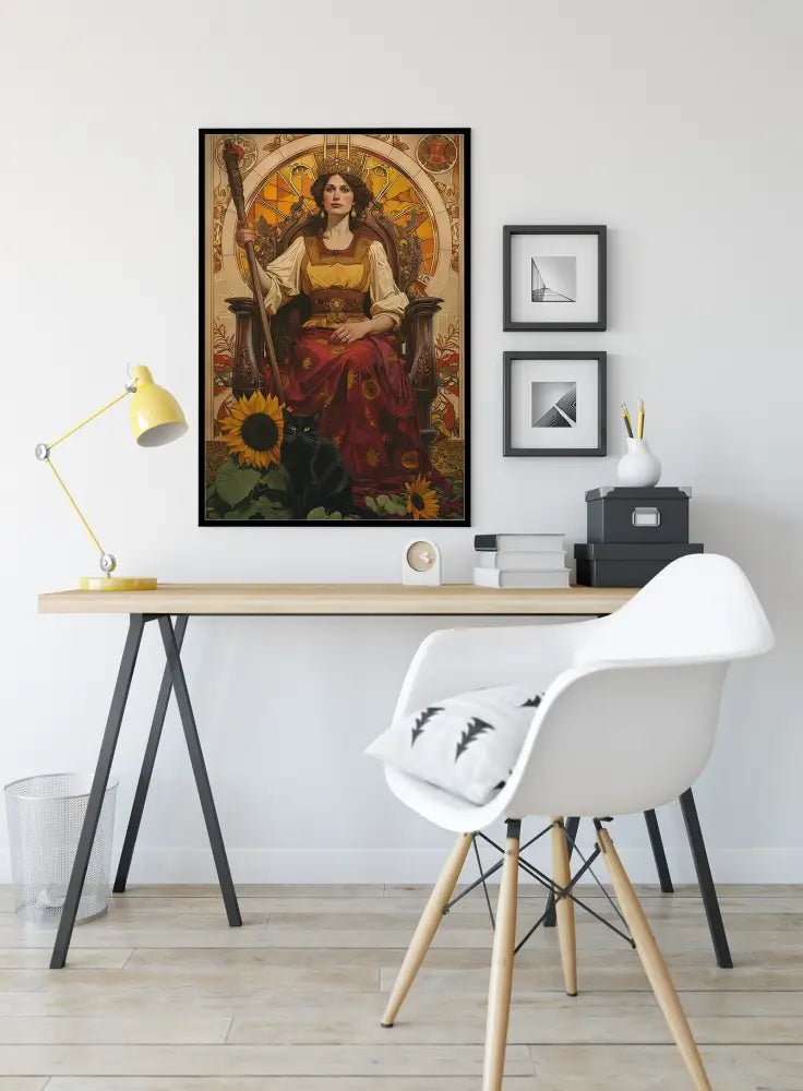 The Queen Of Wands Tarot Card Print No Frame Poster Unframed Wall Art For Tarot Fans by My Store