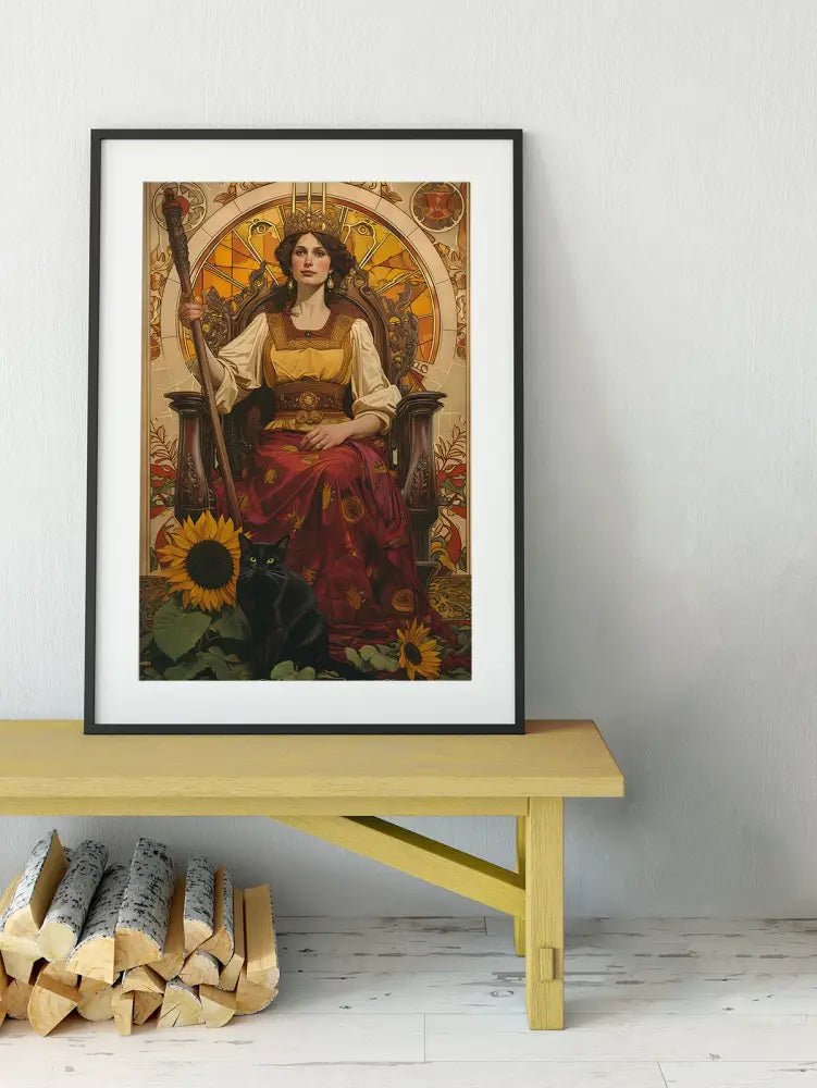 The Queen Of Wands Tarot Card Print No Frame Poster Unframed Wall Art For Tarot Fans by My Store