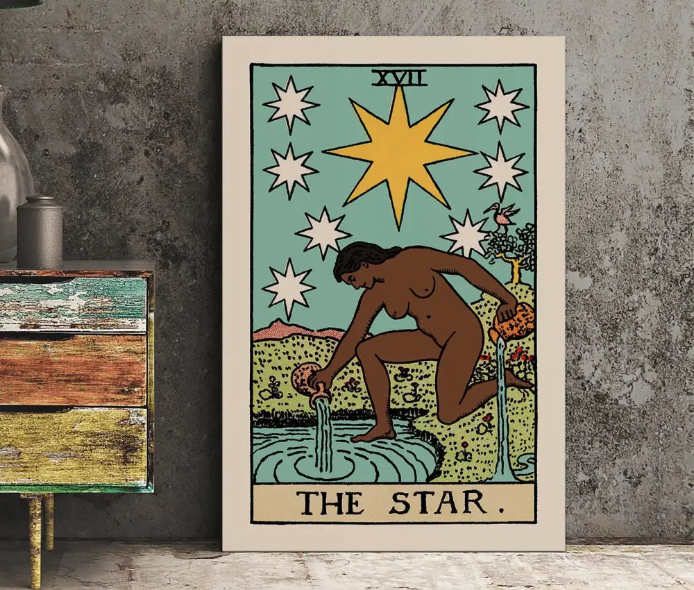 The Star Tarot Card Print Black Woman Poster No Frame Elegant Wall Art For Spiritual Decor by My Store
