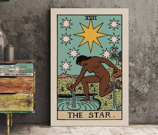 The Star Tarot Card Print Black Woman Poster No Frame Elegant Wall Art For Spiritual Decor by My Store