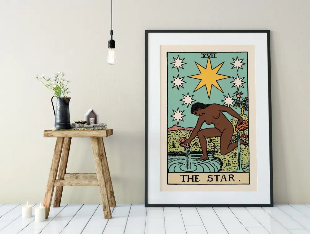 The Star Tarot Card Print Black Woman Poster No Frame Elegant Wall Art For Spiritual Decor by My Store