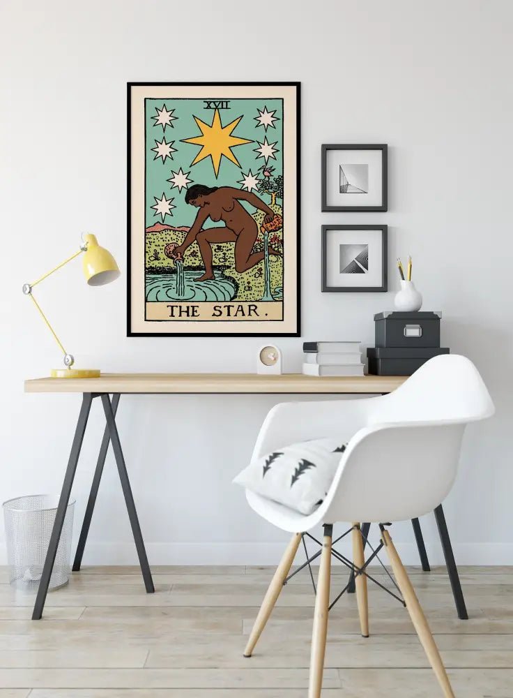 The Star Tarot Card Print Black Woman Poster No Frame Elegant Wall Art For Spiritual Decor by My Store