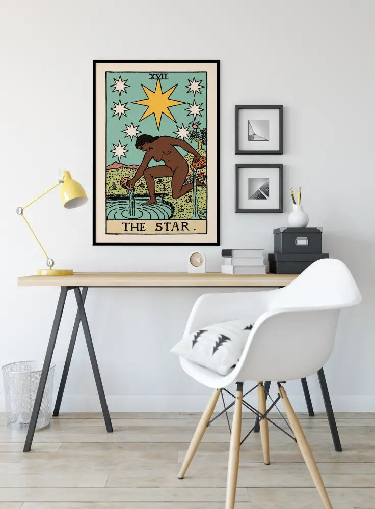 The Star Tarot Card Print Black Woman Poster No Frame Elegant Wall Art For Spiritual Decor by My Store