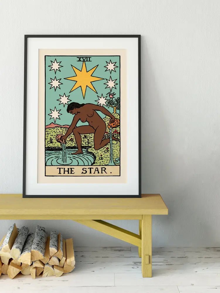 The Star Tarot Card Print Black Woman Poster No Frame Elegant Wall Art For Spiritual Decor by My Store