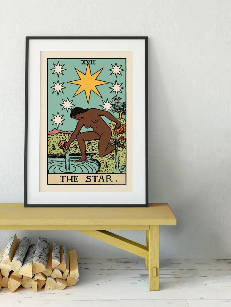 The Star Tarot Card Print Black Woman Poster No Frame Elegant Wall Art For Spiritual Decor by My Store
