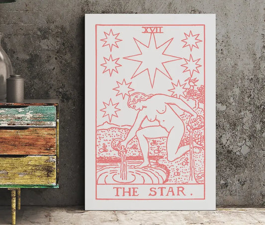The Star Tarot Card Print Pink And White No Frame Poster by My Store