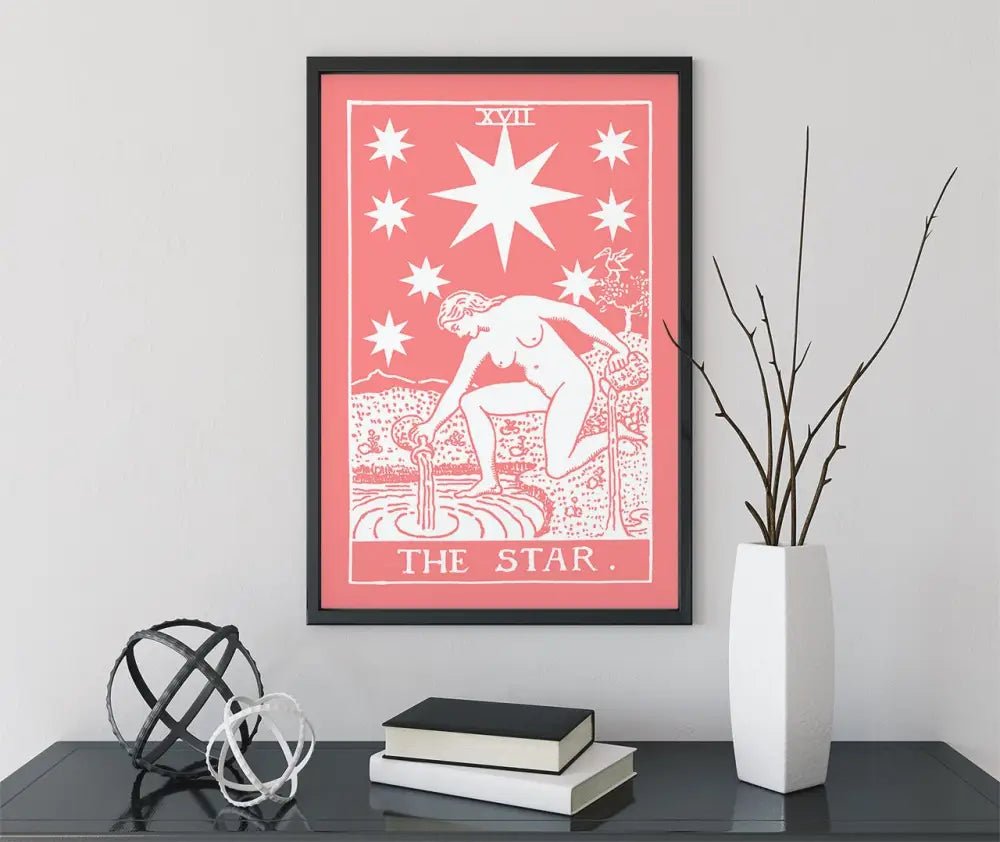 The Star Tarot Card Print Pink And White No Frame Poster by My Store