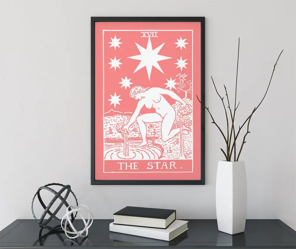 The Star Tarot Card Print Pink And White No Frame Poster by My Store