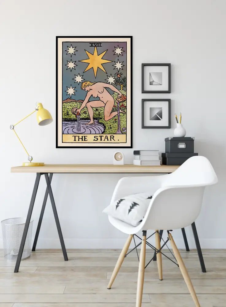 The Star Tarot Card Print Watercolor Poster No Frame Elegant Wall Art For Home Office by My Store