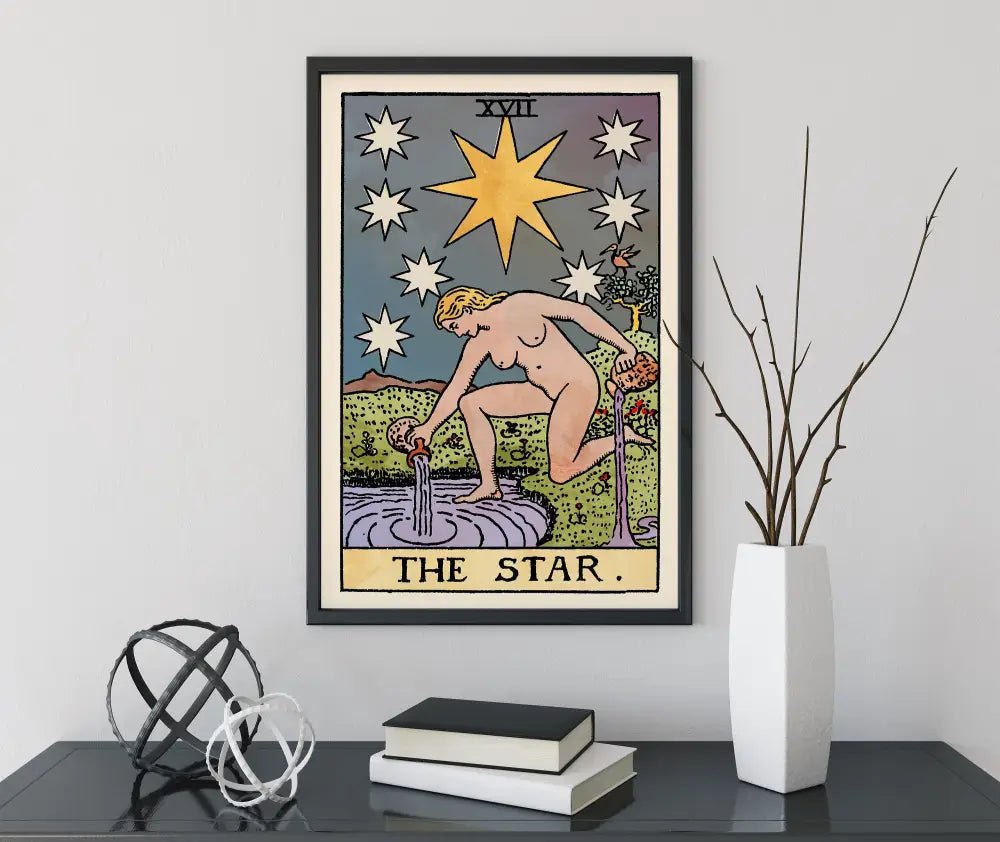 The Star Tarot Card Print Watercolor Poster No Frame Elegant Wall Art For Home Office by My Store