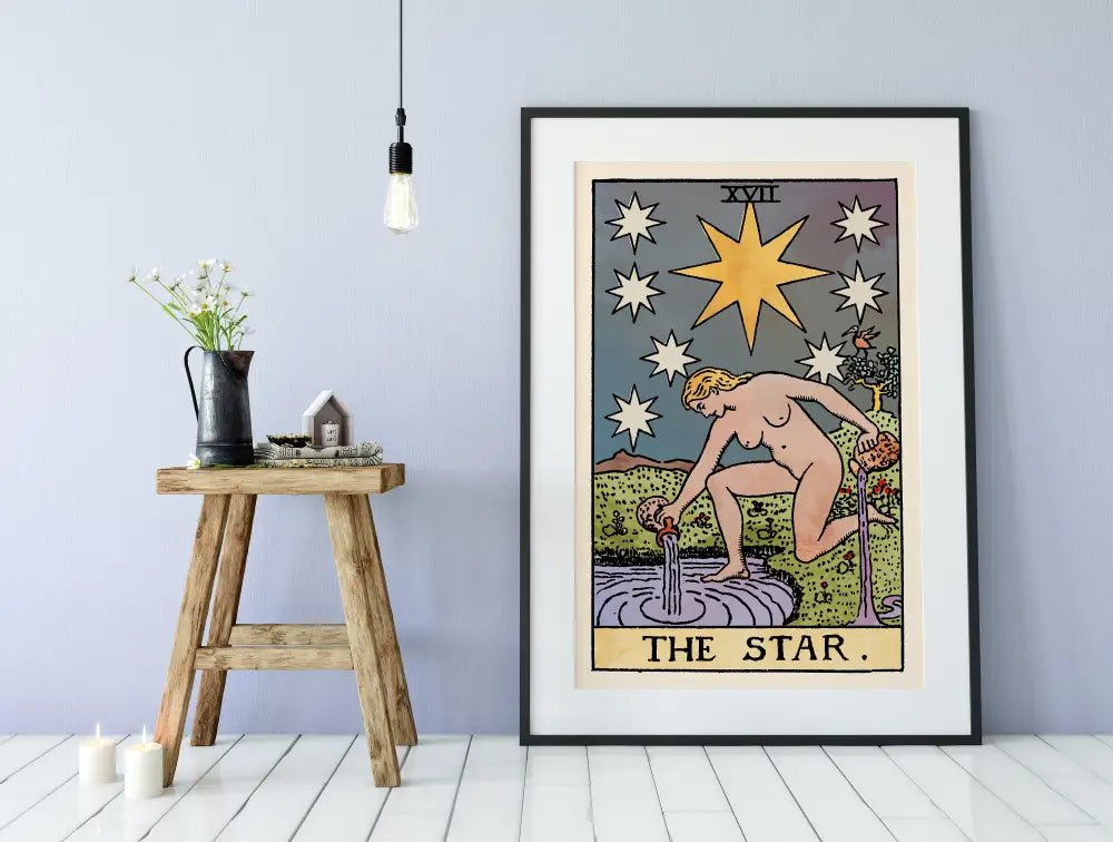 The Star Tarot Card Print Watercolor Poster No Frame Elegant Wall Art For Home Office by My Store