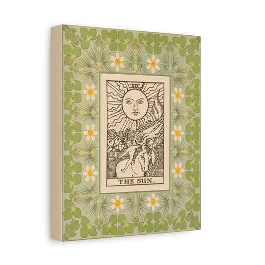 The Sun Card Nouveau Canvas Wall Art with Vintage Green Design, Inspirational Home Decor, Butterfly Decor, Tarot Wall Art - DesignBohemian