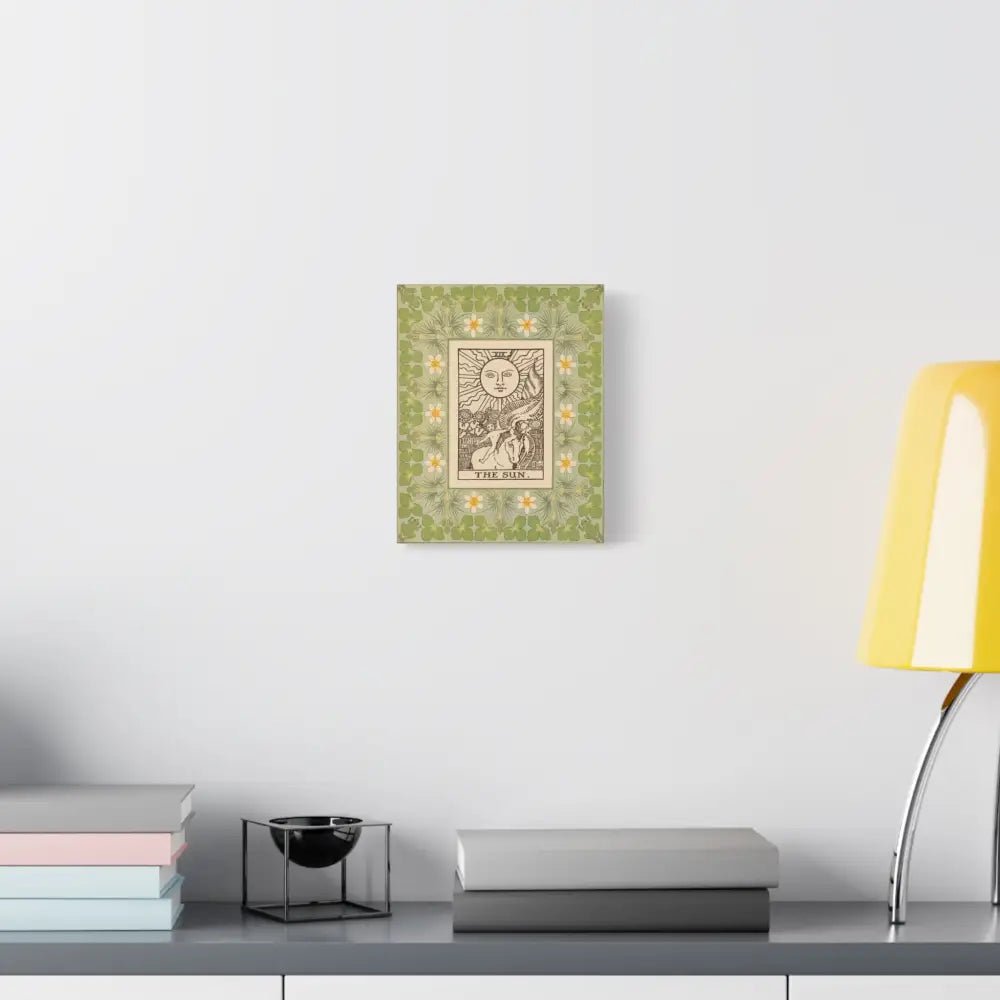 The Sun Card Nouveau Canvas Wall Art with Vintage Green Design, Inspirational Home Decor, Butterfly Decor, Tarot Wall Art - DesignBohemian