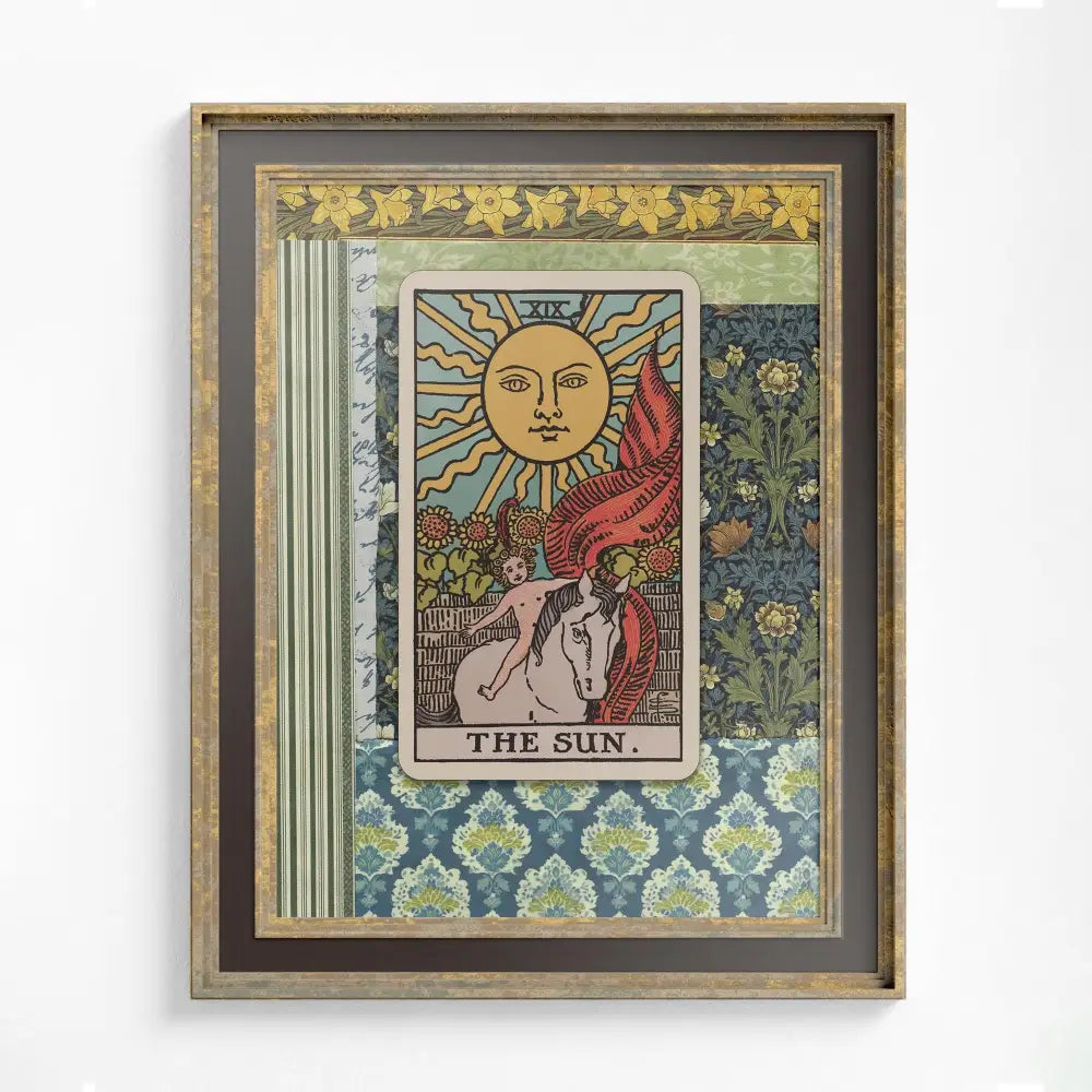 The Sun Collage - Tarot Card Print: The Moon, Vintage Art Poster