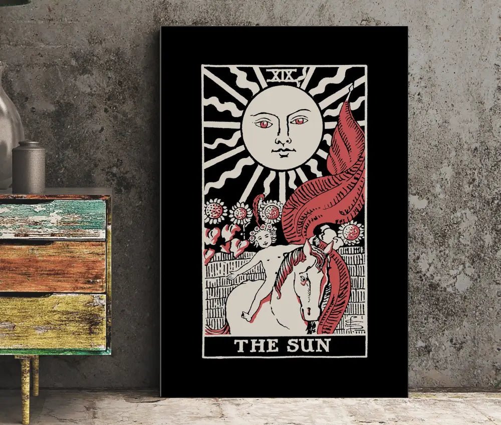 The Sun Tarot Card Poster Three Color Print No Frame Wall Art For Tarot Lovers Home Decor by My Store