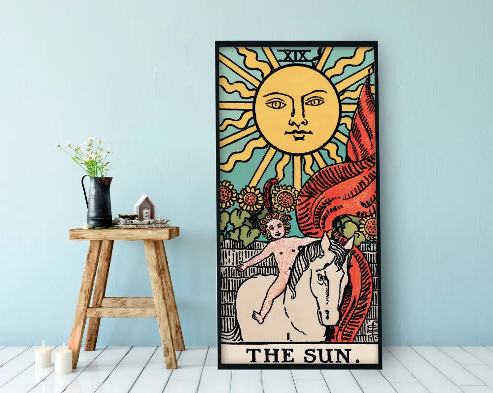 The Sun Tarot Card Poster Vibrant Art Print No Frame For Tarot Enthusiasts And Art Lovers by My Store