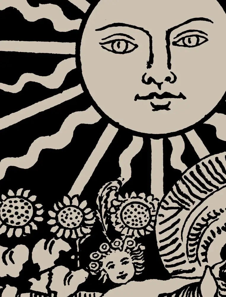 The Sun Tarot Card Print Black Poster No Frame Decor by My Store