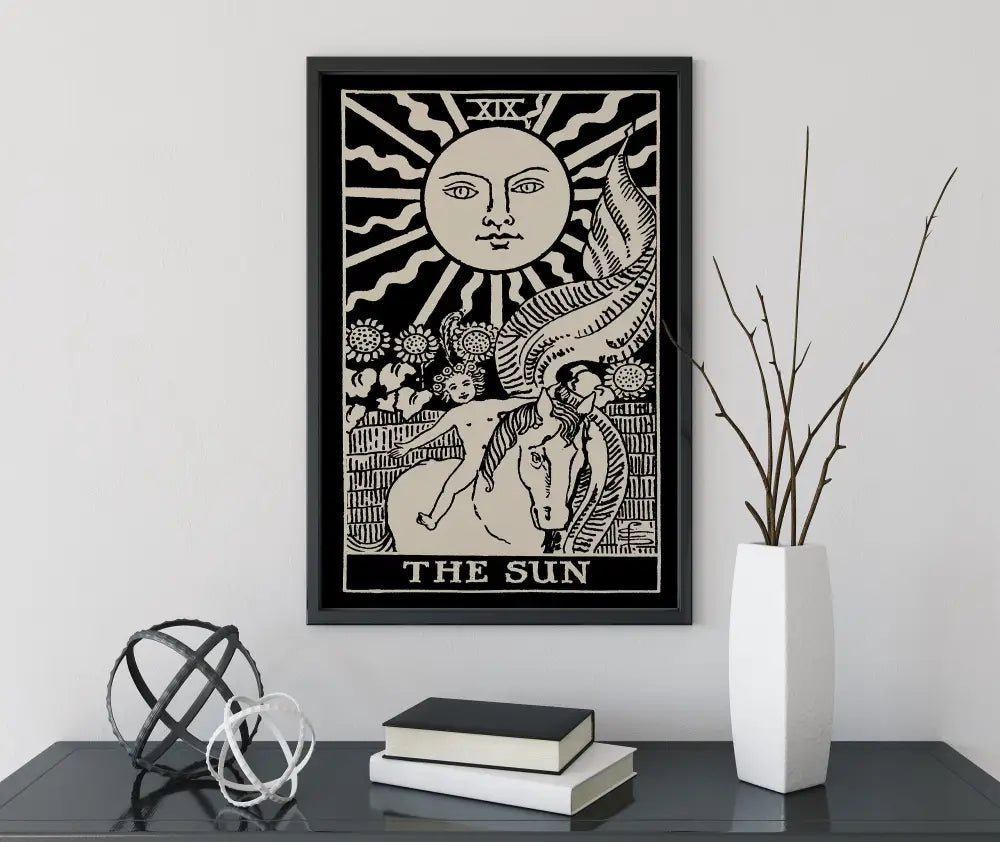 The Sun Tarot Card Print Black Poster No Frame Decor by My Store