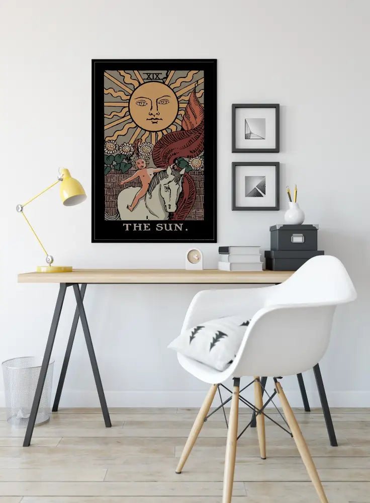 The Sun Tarot Card Print Darker Colors Poster No Frame Wall Art For Positive Energy by My Store