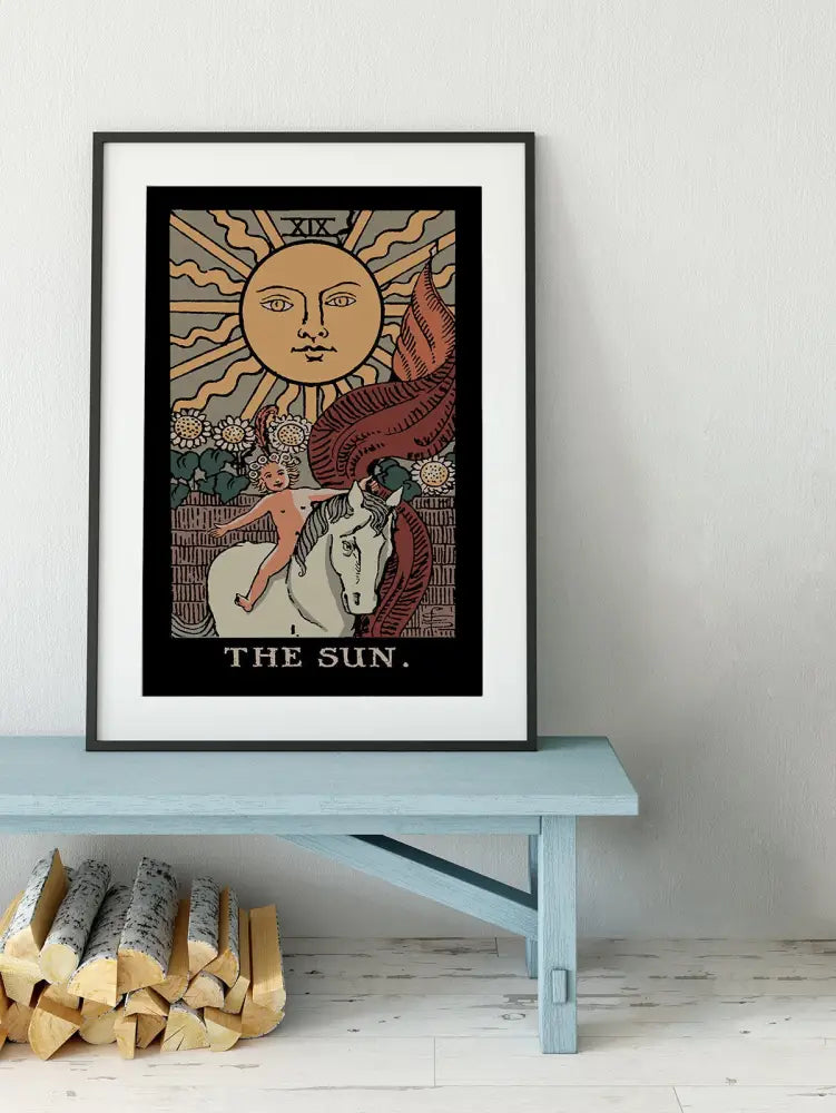 The Sun Tarot Card Print Darker Colors Poster No Frame Wall Art For Positive Energy by My Store