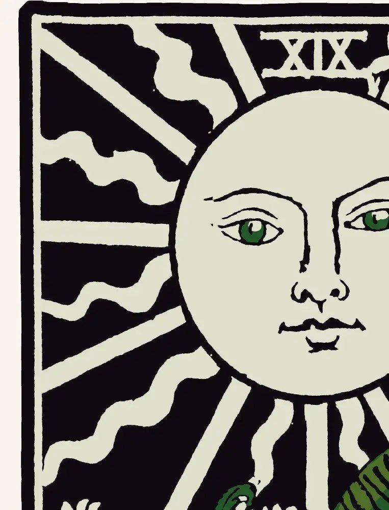 The Sun Tarot Card Print Emerald Green And Black Poster by My Store