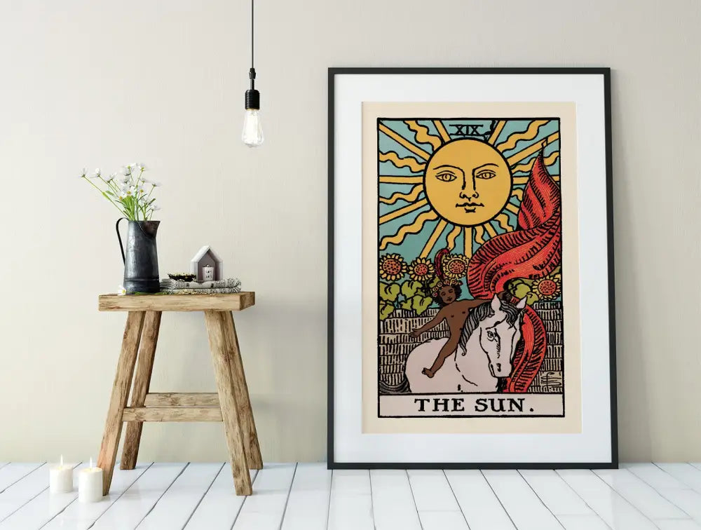 The Sun Tarot Card Print No Frame Poster Sunflower Radiant Design by My Store