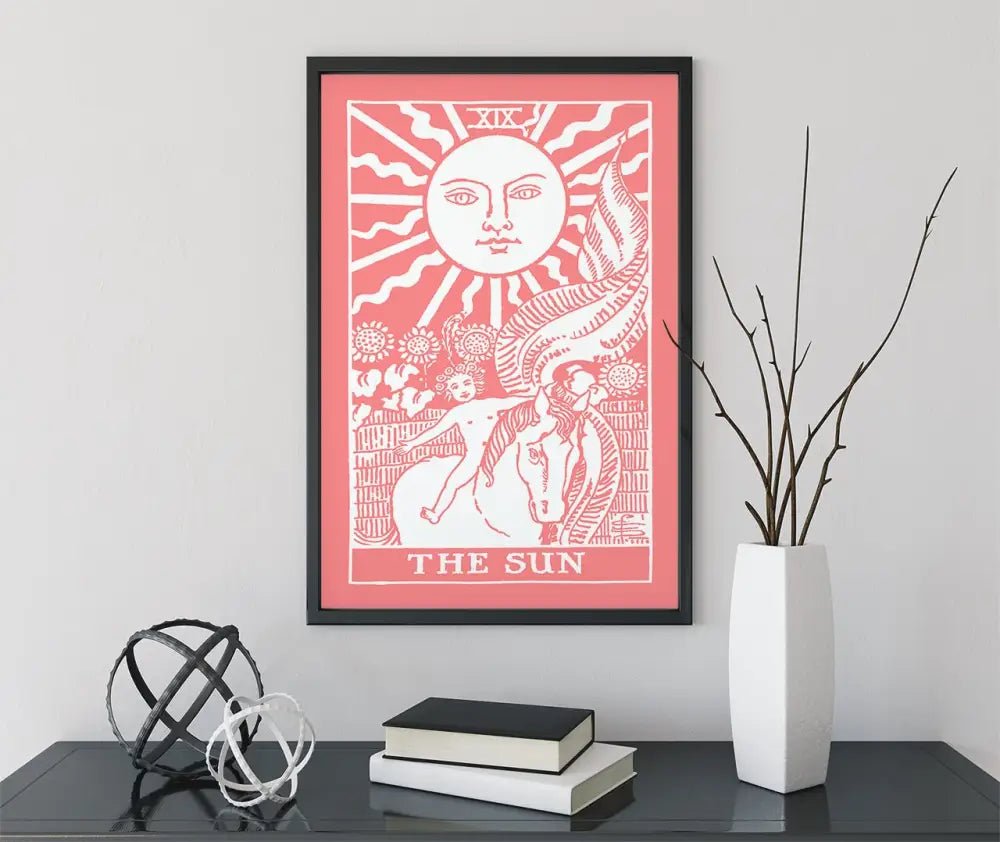 The Sun Tarot Card Print Pink and White Poster No Frame by My Store