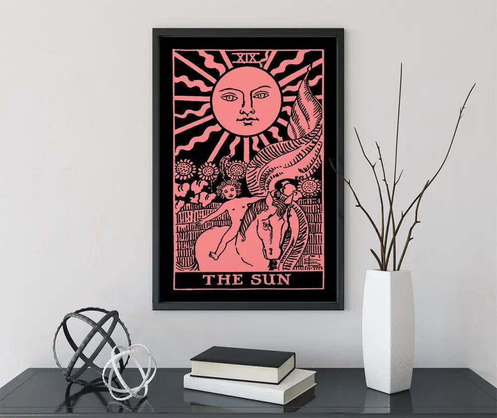 The Sun Tarot Card Print Pink and White Poster No Frame by My Store