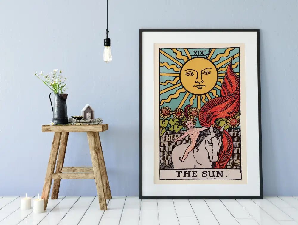 The Sun Tarot Card Print Poster Unframed No Frame Wall Art For Positive Energy Home Decor by My Store