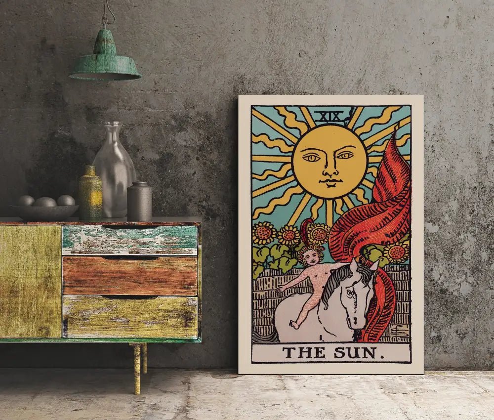 The Sun Tarot Card Print Poster Unframed No Frame Wall Art For Positive Energy Home Decor by My Store