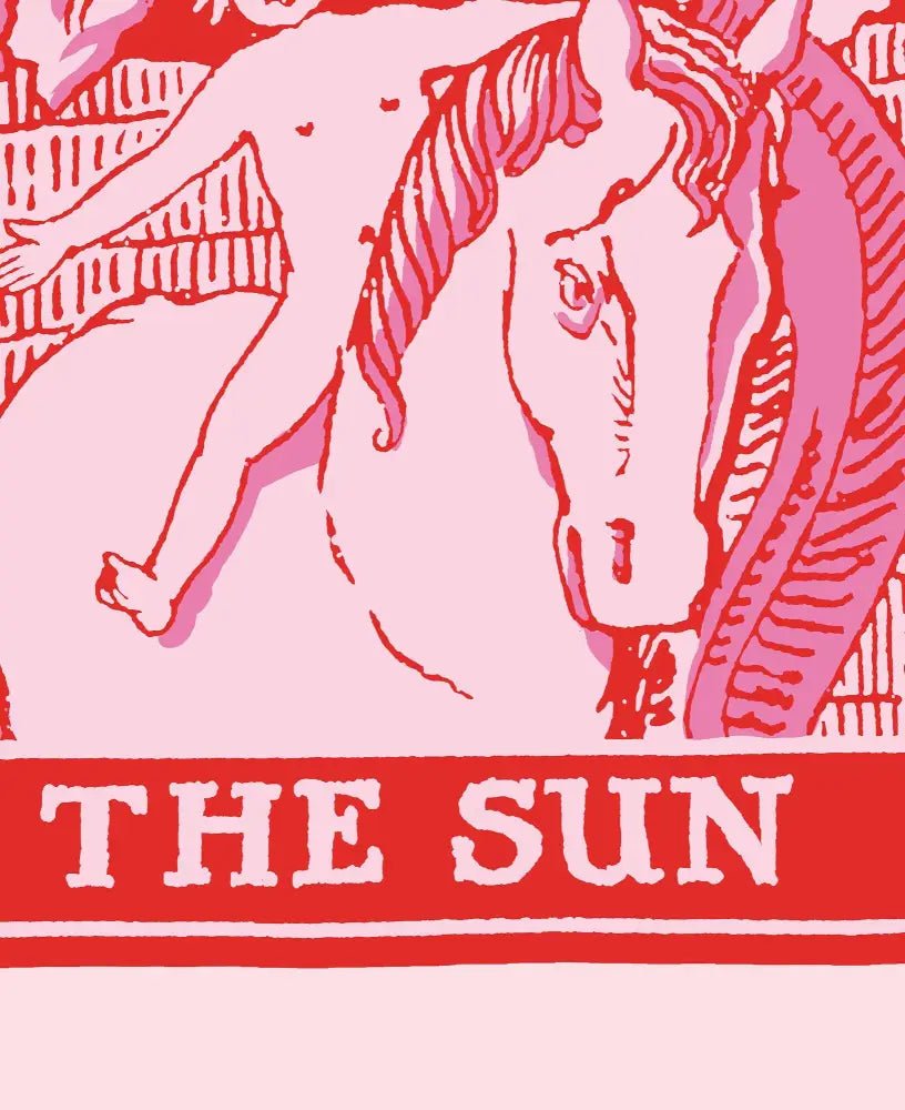 The Sun Tarot Card Print Unframed Pink And Red Poster For Positive Energy And Joy by My Store