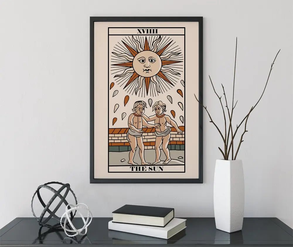 The Sun Tarot de Marseille Card Print Neutral Vibe Poster Wall Art Bright Elegant Homes by My Store