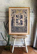 The Tower Print Vintage Shabby Chic Tarot Poster Beige Blue by My Store
