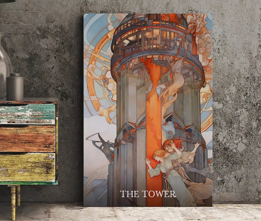 The Tower Tarot Card Print Unframed Wall Art Poster Unique Tarot Decor For Transformative Space by My Store