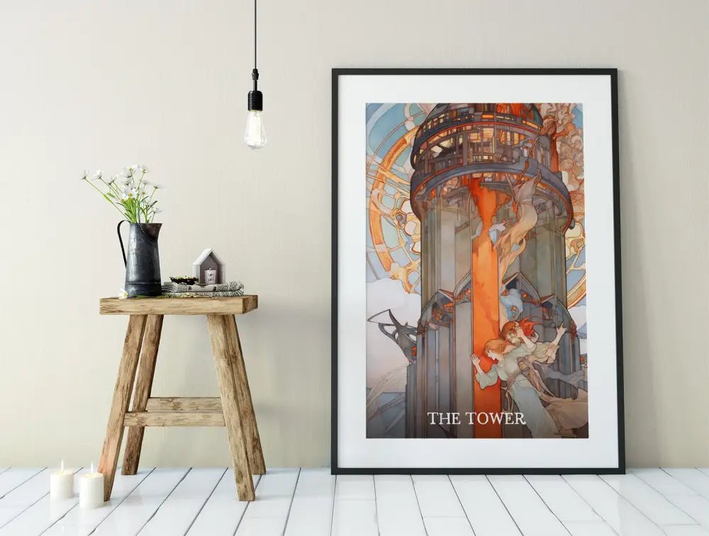 The Tower Tarot Card Print Unframed Wall Art Poster Unique Tarot Decor For Transformative Space by My Store