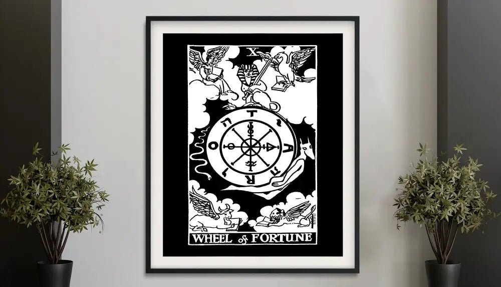 The Wheel Of Fortune Tarot Card Print Black Poster No Frame by My Store