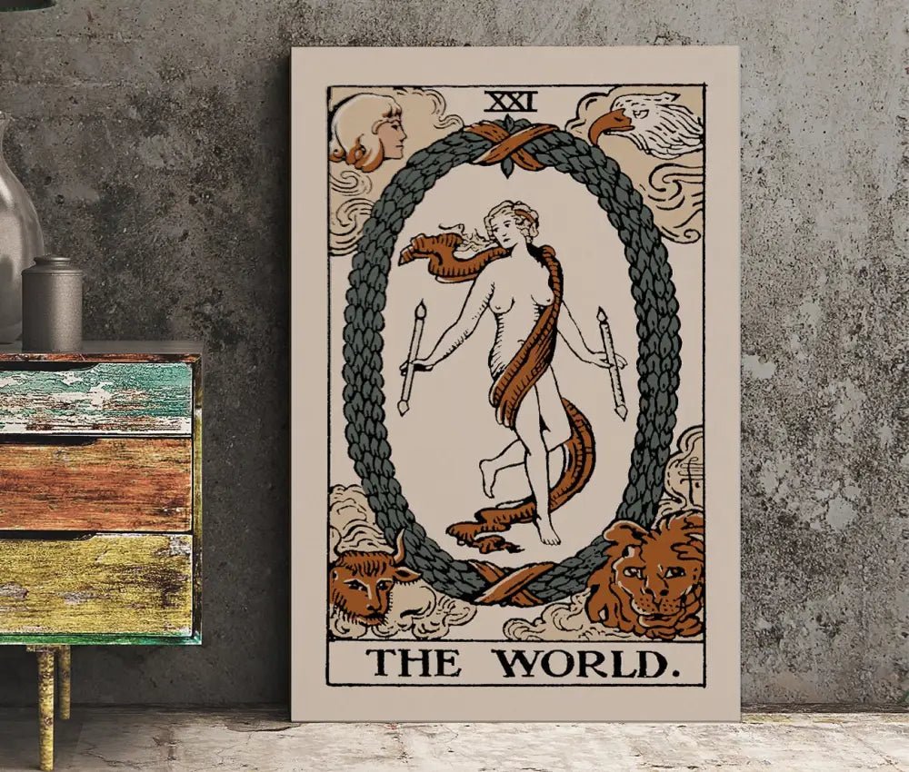 The World Tarot Card Print Neutral Vibe Eclectic Poster For Home Decor Premium Quality Giclee by My Store