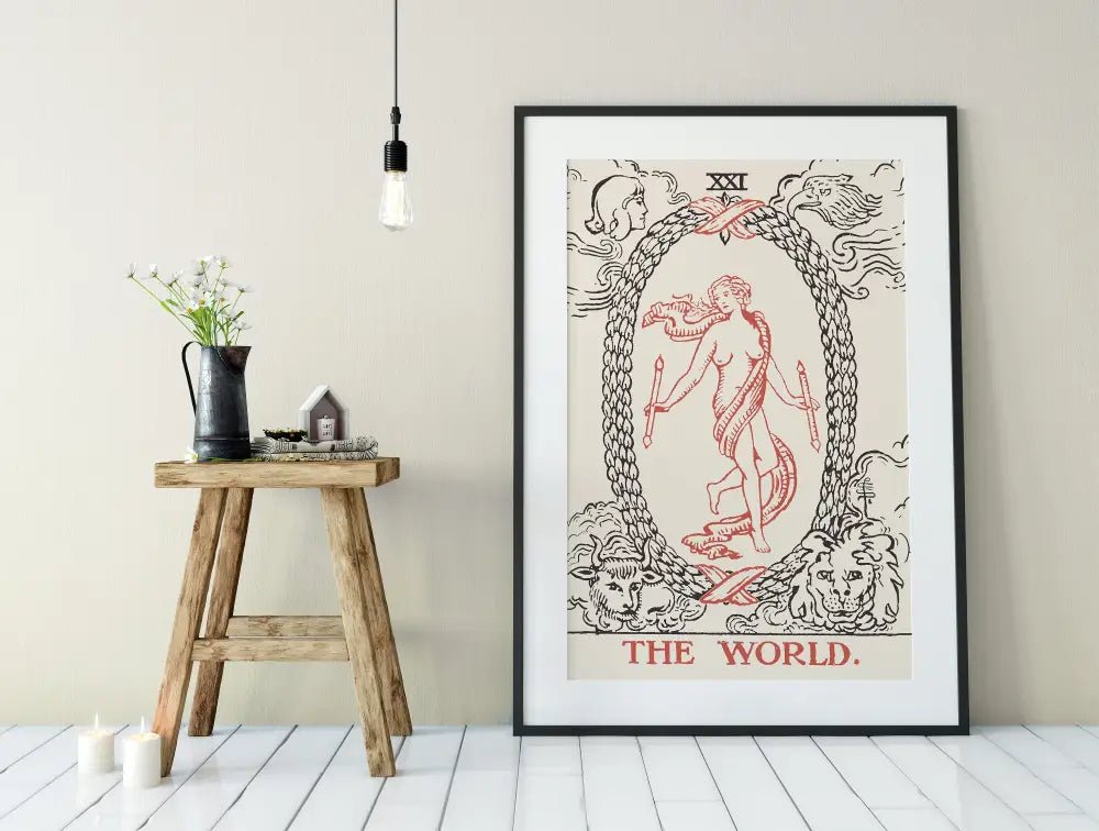 The World Tarot Card Print No Border Poster Neutral Vibe by My Store