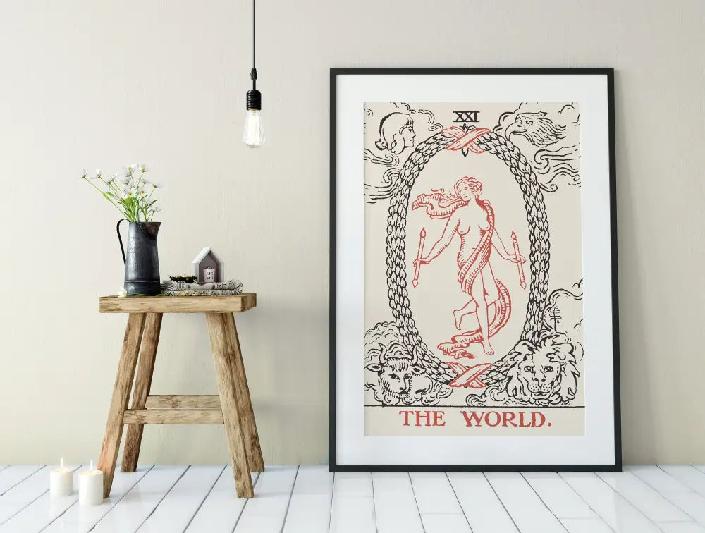 The World Tarot Card Print No Border Poster Neutral Vibe by My Store