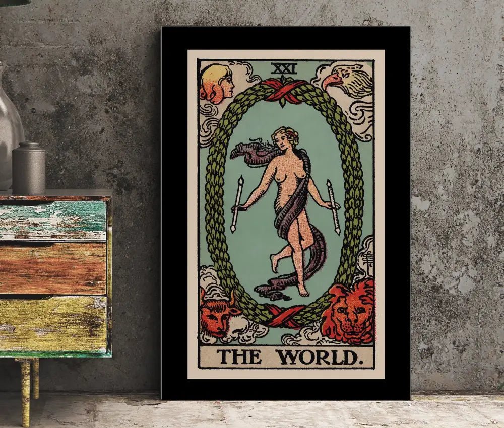 The World Tarot Card Print Poster No Frame Ethereal World Card Art Completion Theme by My Store