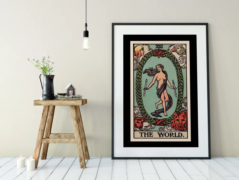 The World Tarot Card Print Poster No Frame Ethereal World Card Art Completion Theme by My Store