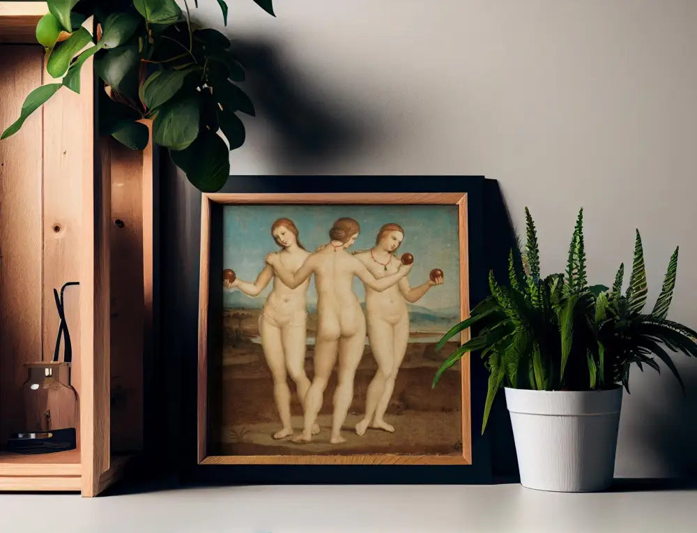 Three Graces Painting Vintage Print Square Art Nouveau Goddess by DesignBohemian