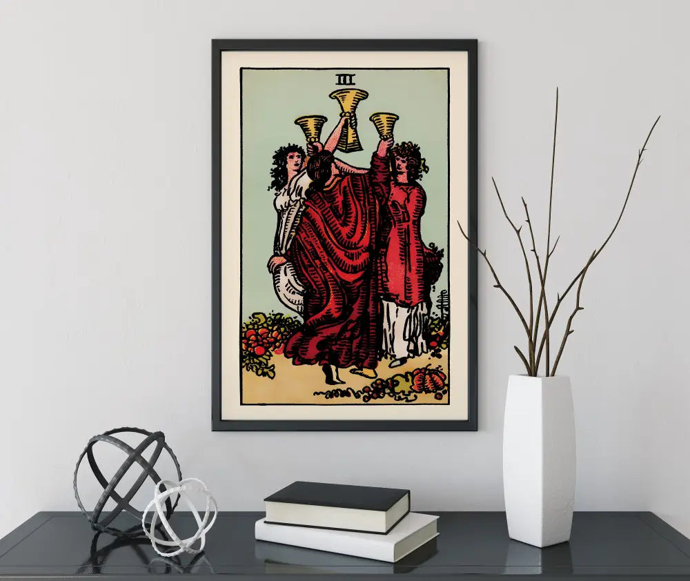 Three of Cups Tarot Card Print No Frame by My Store