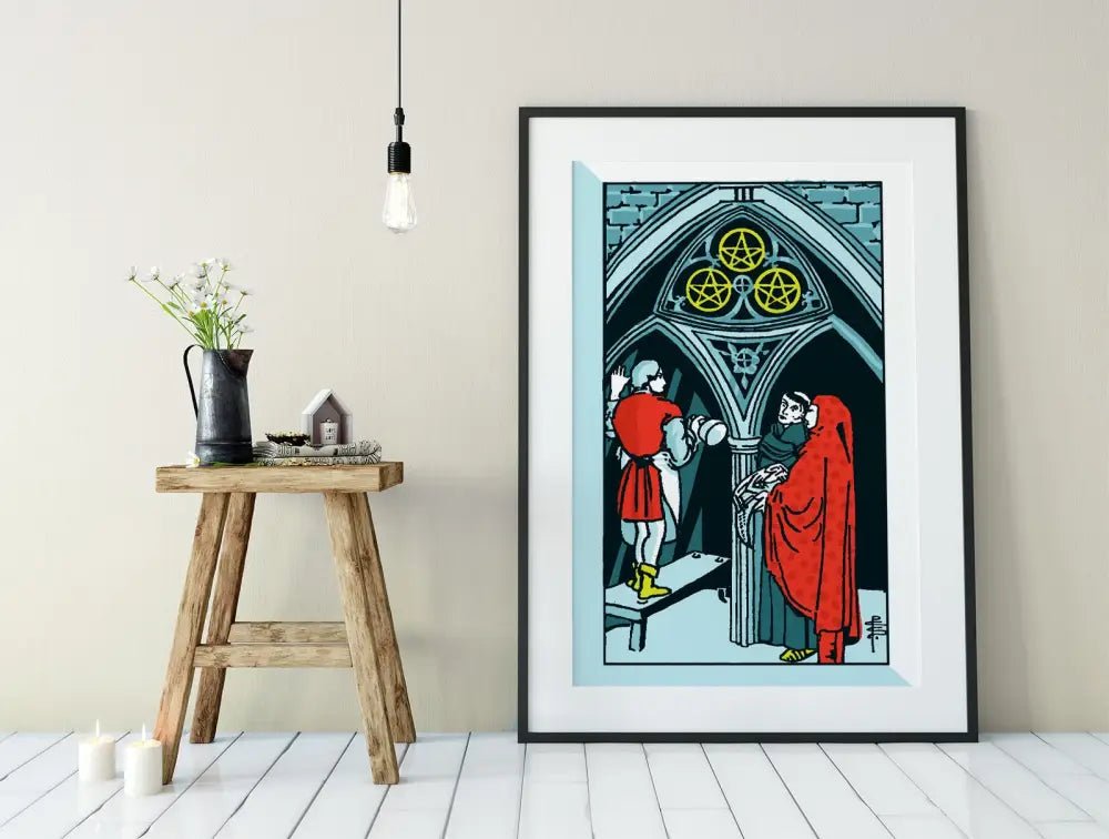 Three Of Pentacles Tarot Card Print No Frame Poster by My Store
