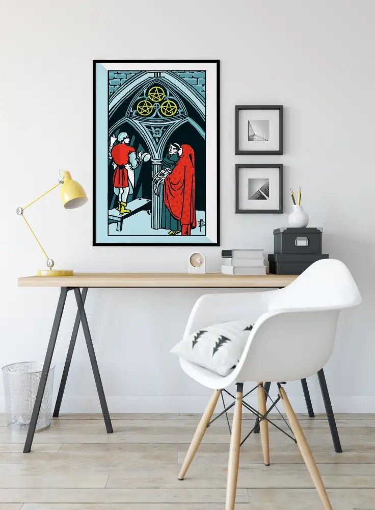 Three Of Pentacles Tarot Card Print No Frame Poster by My Store